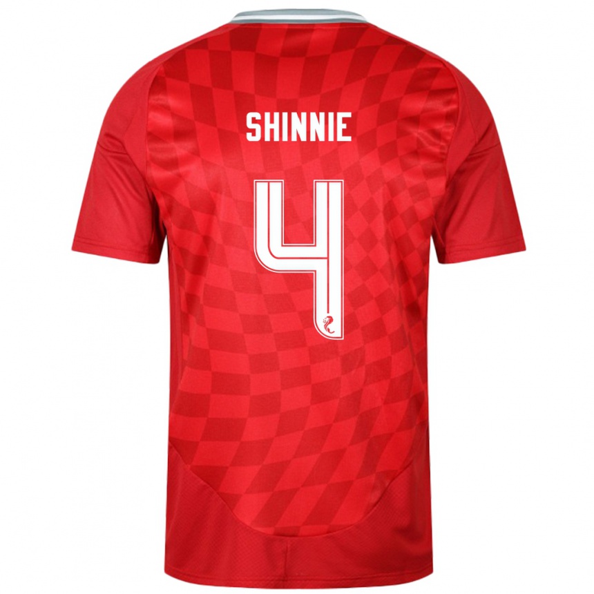 Gyermek Labdarúgás Graeme Shinnie #4 Piros Hazai Jersey 2024/25 Mez Póló Ing