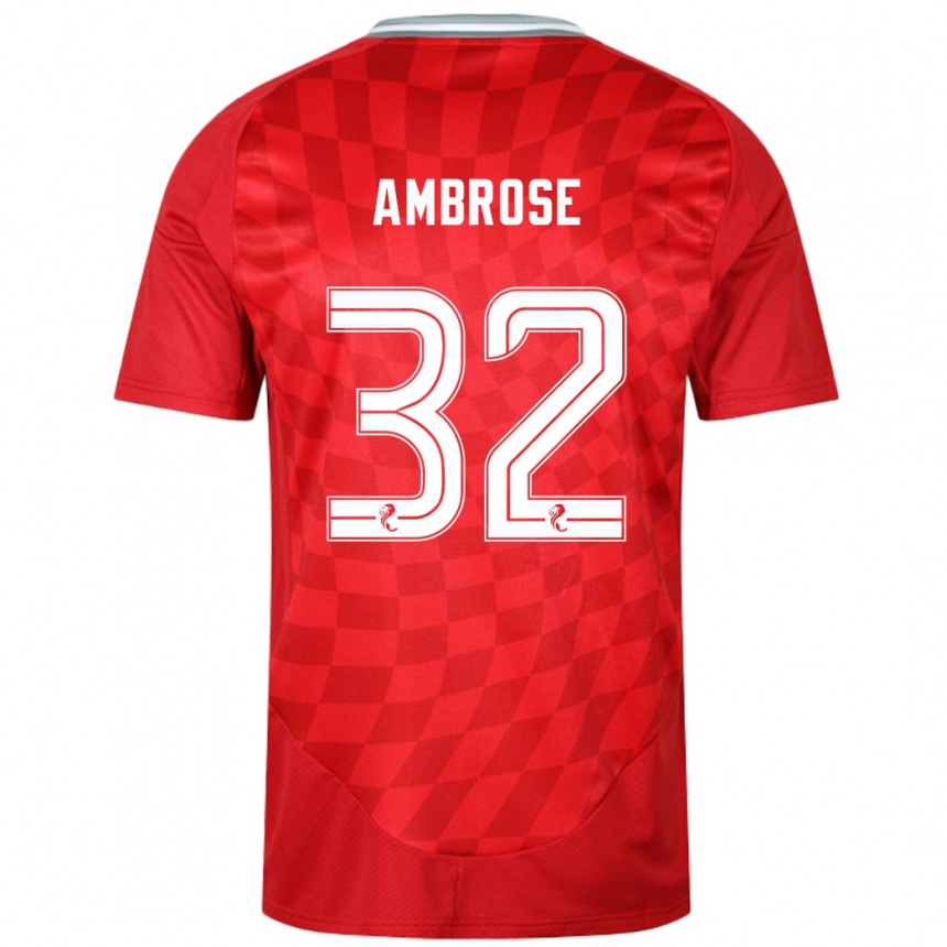 Gyermek Labdarúgás Peter Ambrose #32 Piros Hazai Jersey 2024/25 Mez Póló Ing