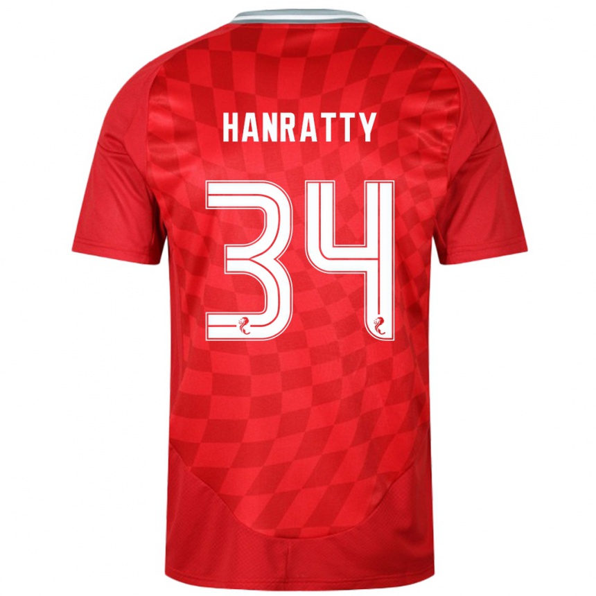 Gyermek Labdarúgás Kevin Hanratty #34 Piros Hazai Jersey 2024/25 Mez Póló Ing