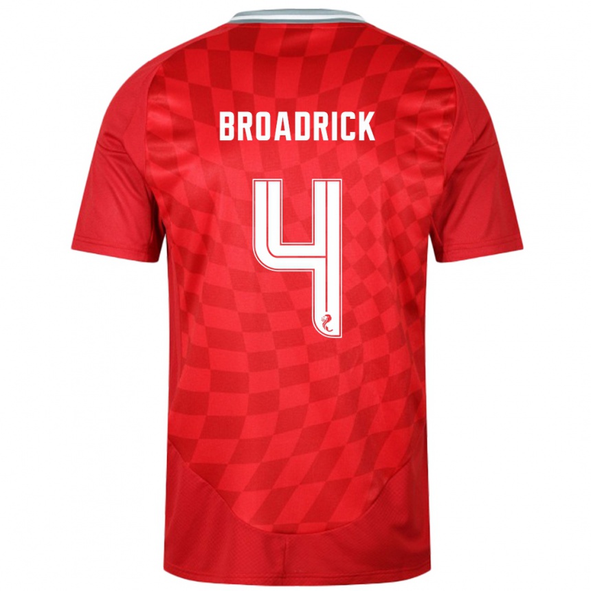 Gyermek Labdarúgás Jessica Broadrick #4 Piros Hazai Jersey 2024/25 Mez Póló Ing