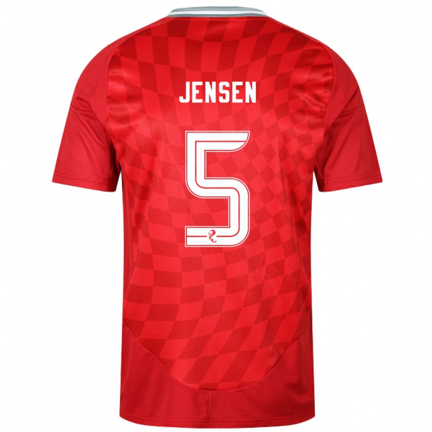 Gyermek Labdarúgás Richard Jensen #5 Piros Hazai Jersey 2024/25 Mez Póló Ing