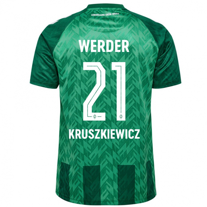 Gyermek Labdarúgás Jakub Kruszkiewicz #21 Zöld Hazai Jersey 2024/25 Mez Póló Ing