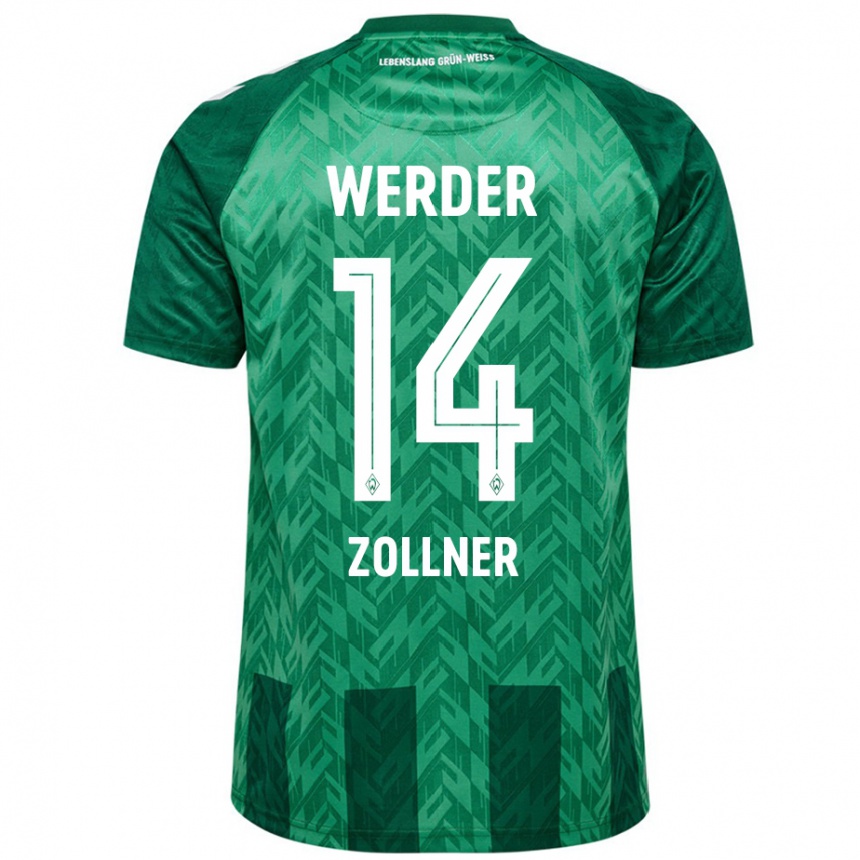 Gyermek Labdarúgás Adrian Zollner #14 Zöld Hazai Jersey 2024/25 Mez Póló Ing