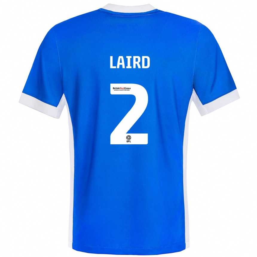 Gyermek Labdarúgás Ethan Laird #2 Kék Fehér Hazai Jersey 2024/25 Mez Póló Ing