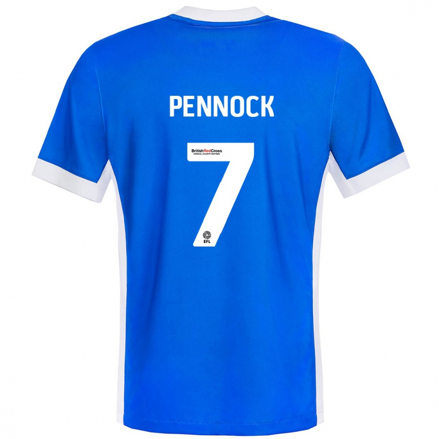 Gyermek Labdarúgás Jade Pennock #7 Kék Fehér Hazai Jersey 2024/25 Mez Póló Ing