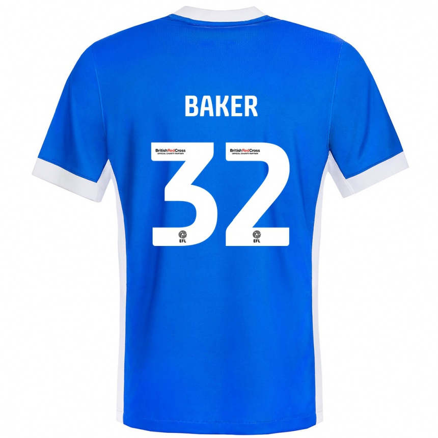 Gyermek Labdarúgás Ava Baker #32 Kék Fehér Hazai Jersey 2024/25 Mez Póló Ing