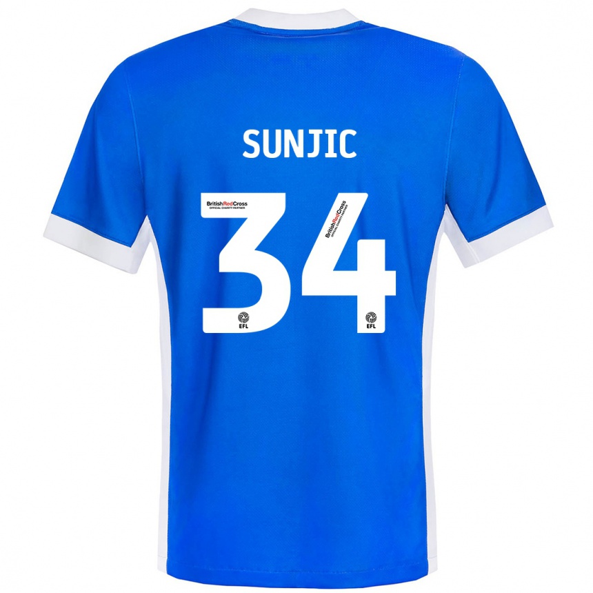 Gyermek Labdarúgás Ivan Sunjic #34 Kék Fehér Hazai Jersey 2024/25 Mez Póló Ing