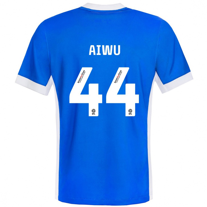 Gyermek Labdarúgás Emanuel Aiwu #44 Kék Fehér Hazai Jersey 2024/25 Mez Póló Ing