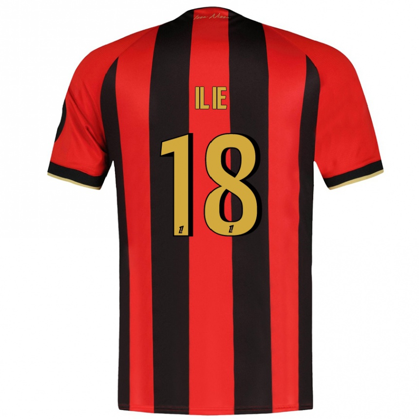 Gyermek Labdarúgás Rareș Ilie #18 Piros Fekete Hazai Jersey 2024/25 Mez Póló Ing