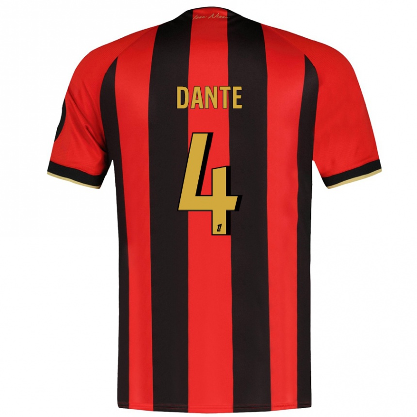 Gyermek Labdarúgás Dante #4 Piros Fekete Hazai Jersey 2024/25 Mez Póló Ing