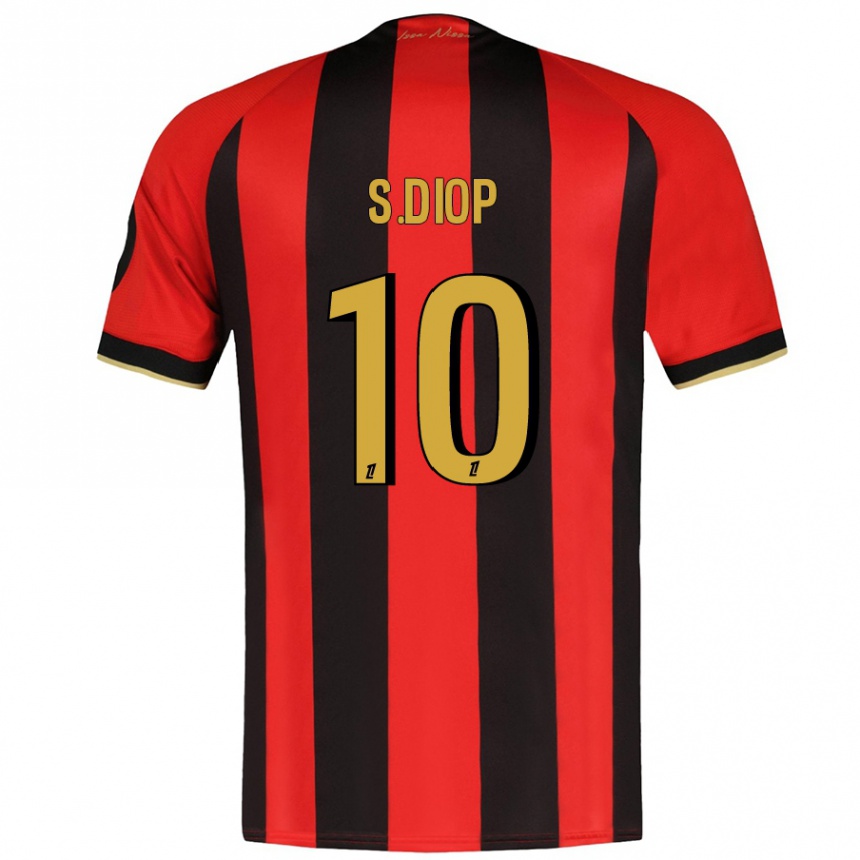 Gyermek Labdarúgás Sofiane Diop #10 Piros Fekete Hazai Jersey 2024/25 Mez Póló Ing