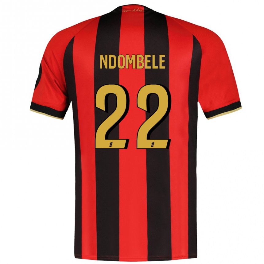 Gyermek Labdarúgás Tanguy Ndombele #22 Piros Fekete Hazai Jersey 2024/25 Mez Póló Ing