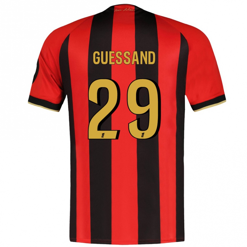 Gyermek Labdarúgás Evann Guessand #29 Piros Fekete Hazai Jersey 2024/25 Mez Póló Ing