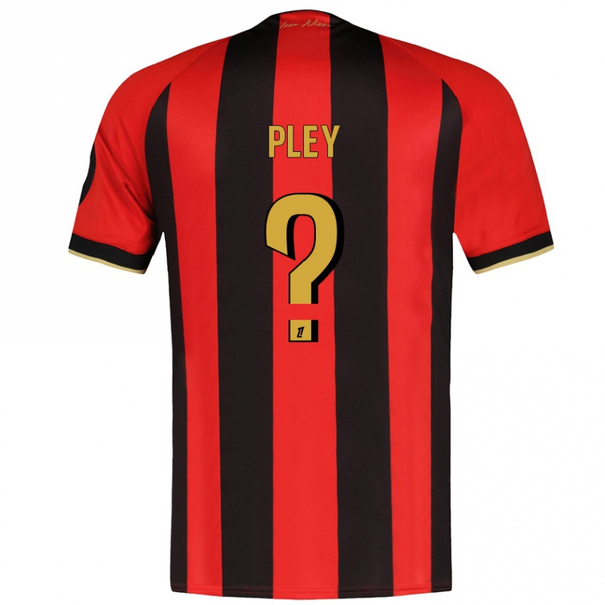 Gyermek Labdarúgás Lenny Pley #0 Piros Fekete Hazai Jersey 2024/25 Mez Póló Ing