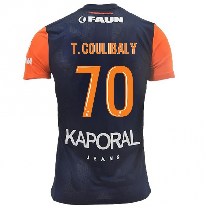 Gyermek Labdarúgás Tanguy Coulibaly #70 Sötétkék Narancs Hazai Jersey 2024/25 Mez Póló Ing