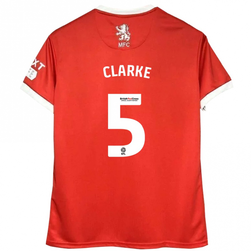 Gyermek Labdarúgás Matt Clarke #5 Piros Fehér Hazai Jersey 2024/25 Mez Póló Ing