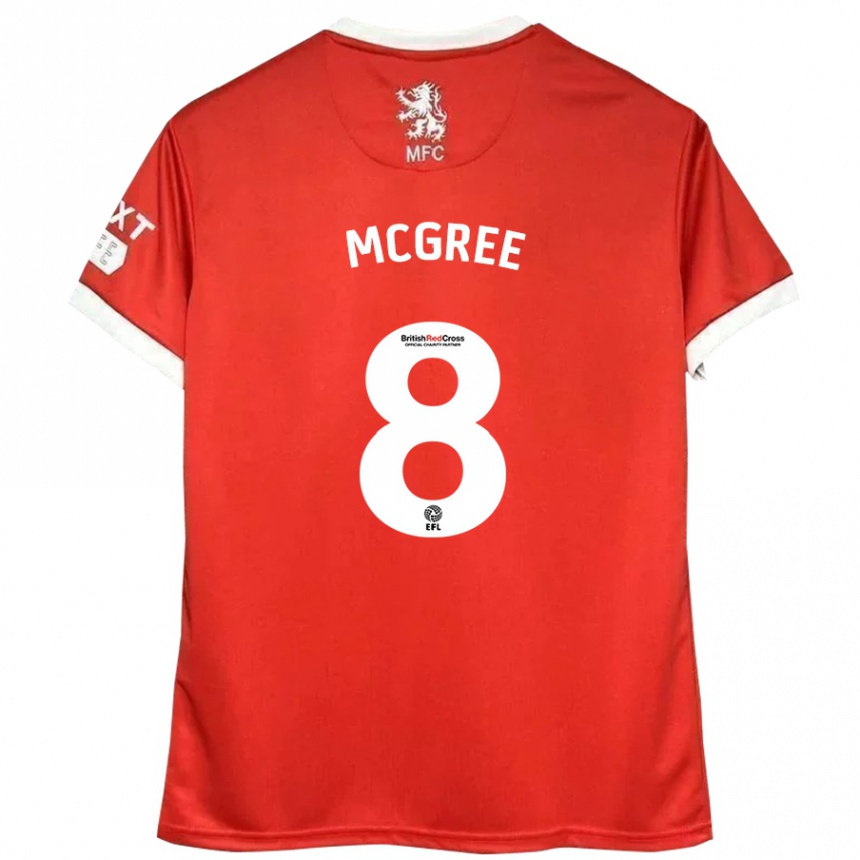 Gyermek Labdarúgás Riley Mcgree #8 Piros Fehér Hazai Jersey 2024/25 Mez Póló Ing