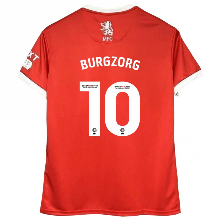 Gyermek Labdarúgás Delano Burgzorg #10 Piros Fehér Hazai Jersey 2024/25 Mez Póló Ing