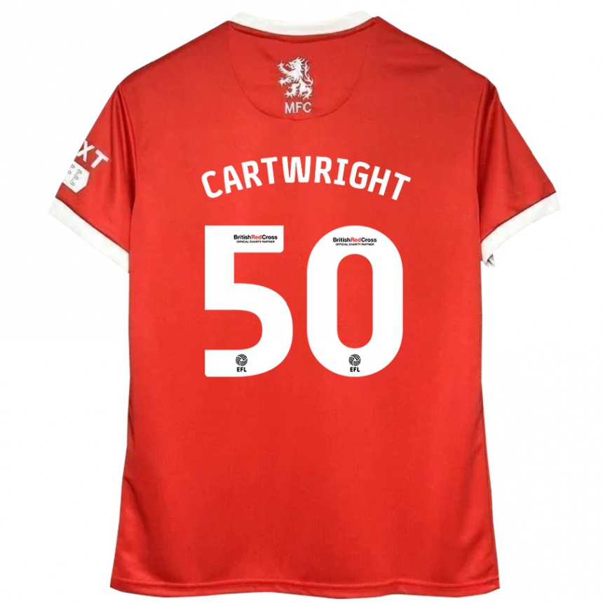 Gyermek Labdarúgás Fin Cartwright #50 Piros Fehér Hazai Jersey 2024/25 Mez Póló Ing