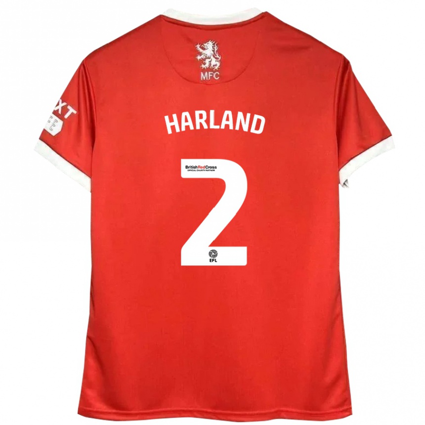 Gyermek Labdarúgás Jane Harland #2 Piros Fehér Hazai Jersey 2024/25 Mez Póló Ing