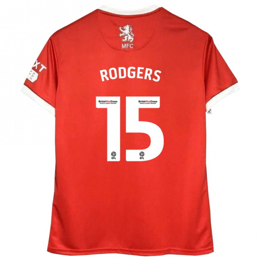 Gyermek Labdarúgás Amber Rodgers #15 Piros Fehér Hazai Jersey 2024/25 Mez Póló Ing