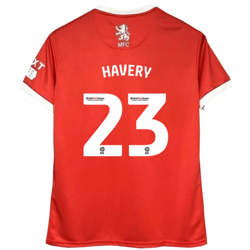 Gyermek Labdarúgás Nicole Havery #23 Piros Fehér Hazai Jersey 2024/25 Mez Póló Ing