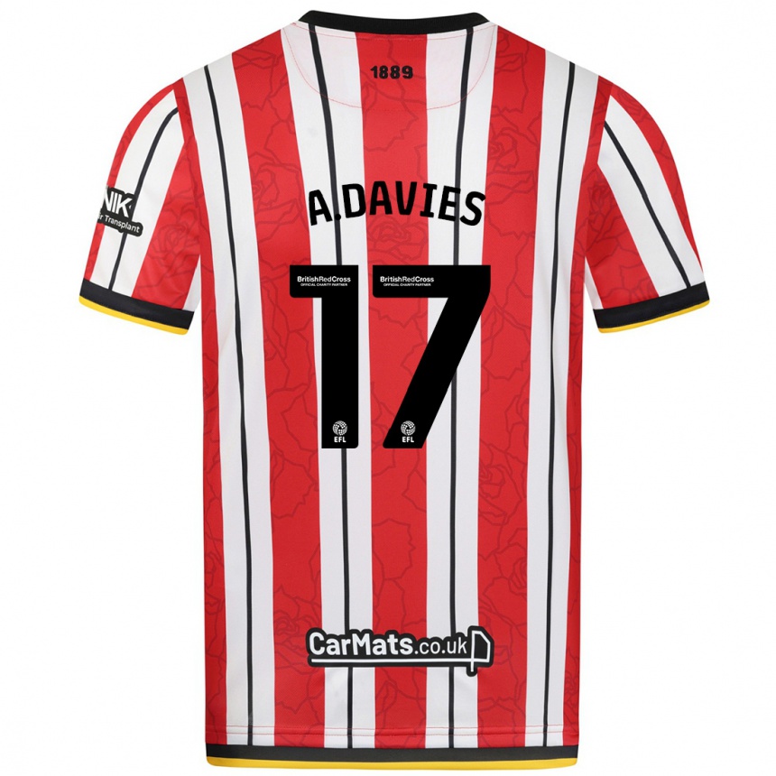 Gyermek Labdarúgás Adam Davies #17 Piros Fehér Csíkok Hazai Jersey 2024/25 Mez Póló Ing