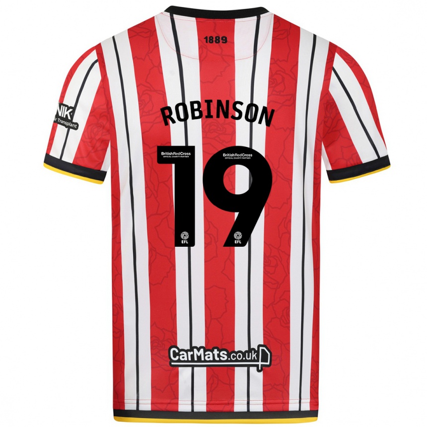 Gyermek Labdarúgás Jack Robinson #19 Piros Fehér Csíkok Hazai Jersey 2024/25 Mez Póló Ing