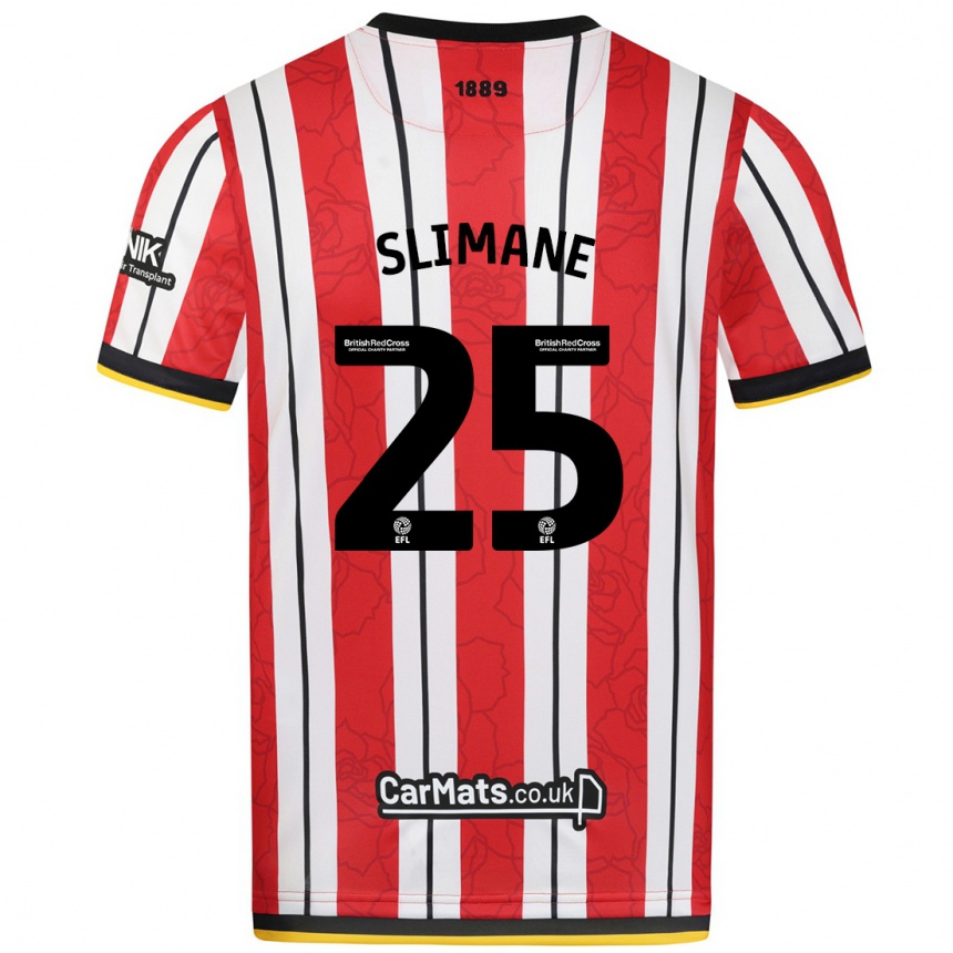 Gyermek Labdarúgás Anis Slimane #25 Piros Fehér Csíkok Hazai Jersey 2024/25 Mez Póló Ing