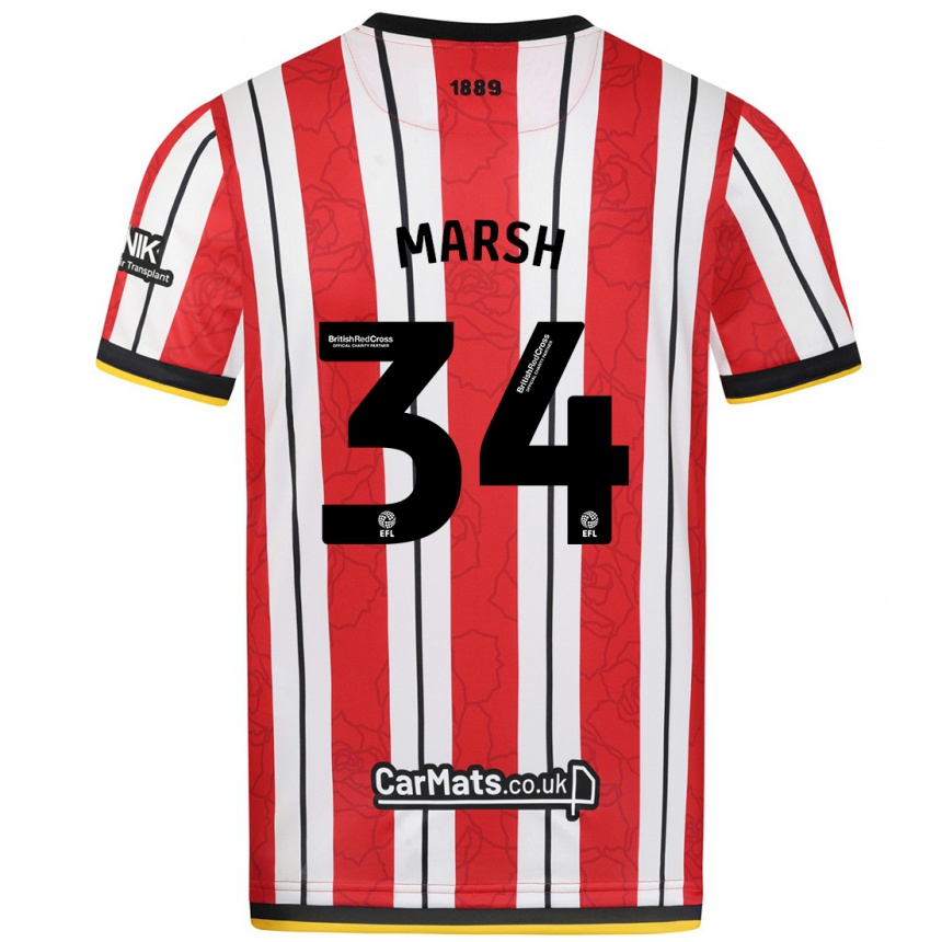 Gyermek Labdarúgás Louie Marsh #34 Piros Fehér Csíkok Hazai Jersey 2024/25 Mez Póló Ing