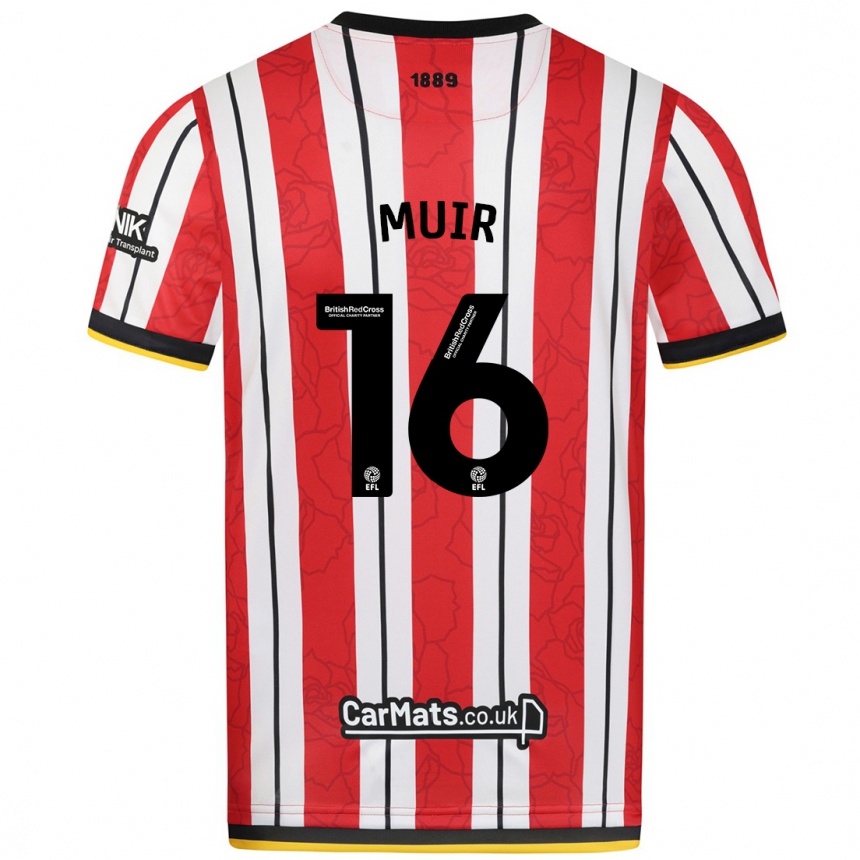 Gyermek Labdarúgás Chene Muir #16 Piros Fehér Csíkok Hazai Jersey 2024/25 Mez Póló Ing