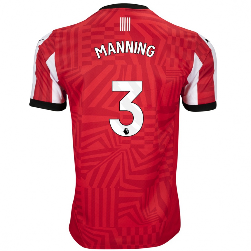 Gyermek Labdarúgás Ryan Manning #3 Piros Fehér Hazai Jersey 2024/25 Mez Póló Ing