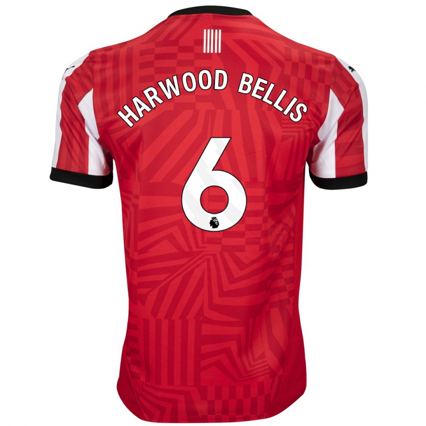 Gyermek Labdarúgás Taylor Harwood-Bellis #6 Piros Fehér Hazai Jersey 2024/25 Mez Póló Ing