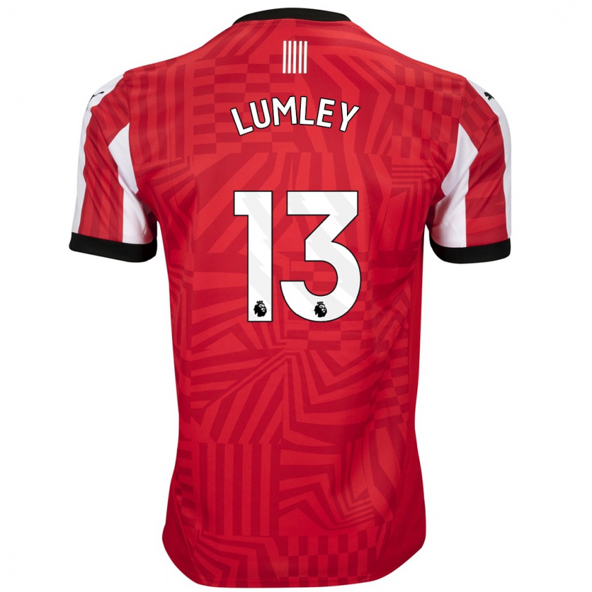 Gyermek Labdarúgás Joe Lumley #13 Piros Fehér Hazai Jersey 2024/25 Mez Póló Ing