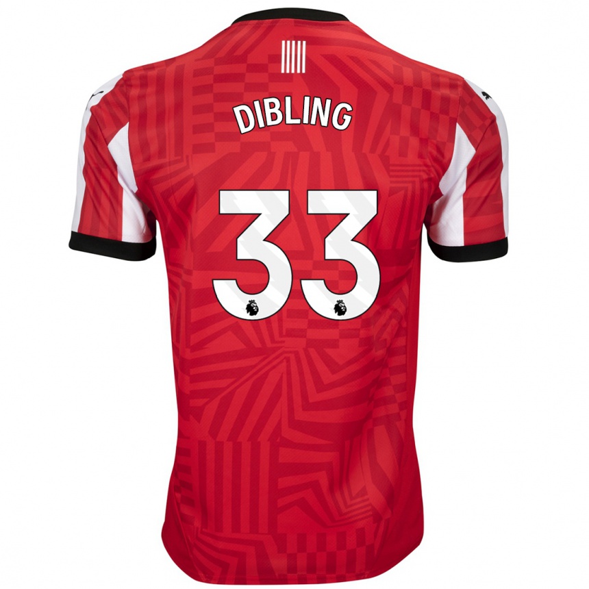 Gyermek Labdarúgás Tyler Dibling #33 Piros Fehér Hazai Jersey 2024/25 Mez Póló Ing