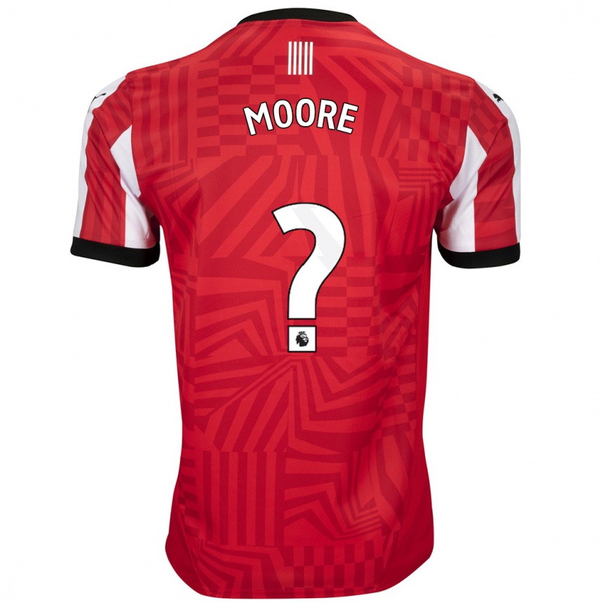 Gyermek Labdarúgás Jayden Moore #0 Piros Fehér Hazai Jersey 2024/25 Mez Póló Ing