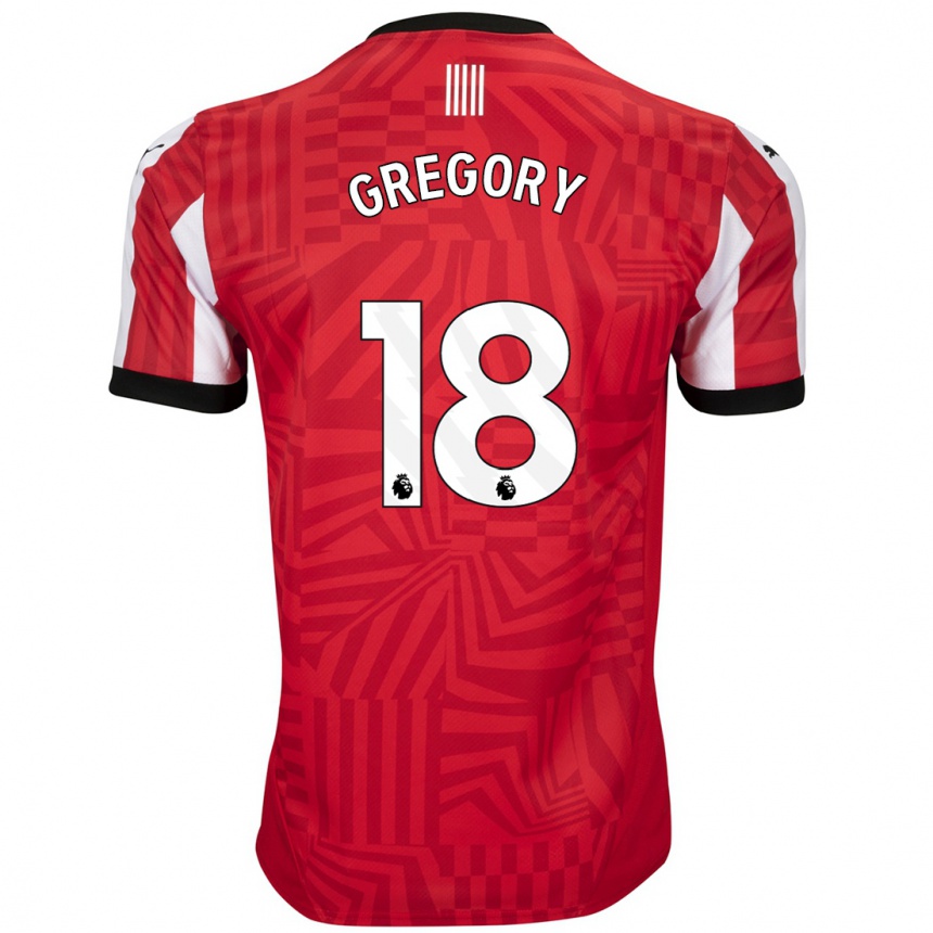 Gyermek Labdarúgás Freya Gregory #18 Piros Fehér Hazai Jersey 2024/25 Mez Póló Ing