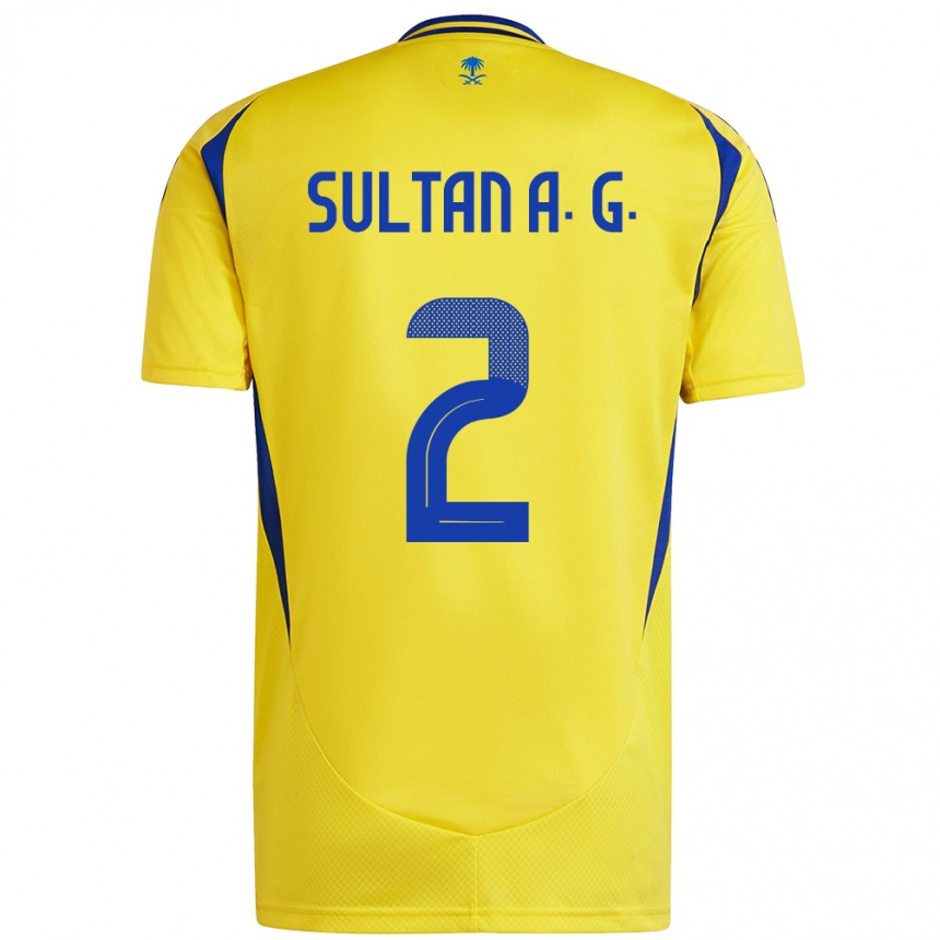 Gyermek Labdarúgás Sultan Al-Ghannam #2 Sárga Kék Hazai Jersey 2024/25 Mez Póló Ing