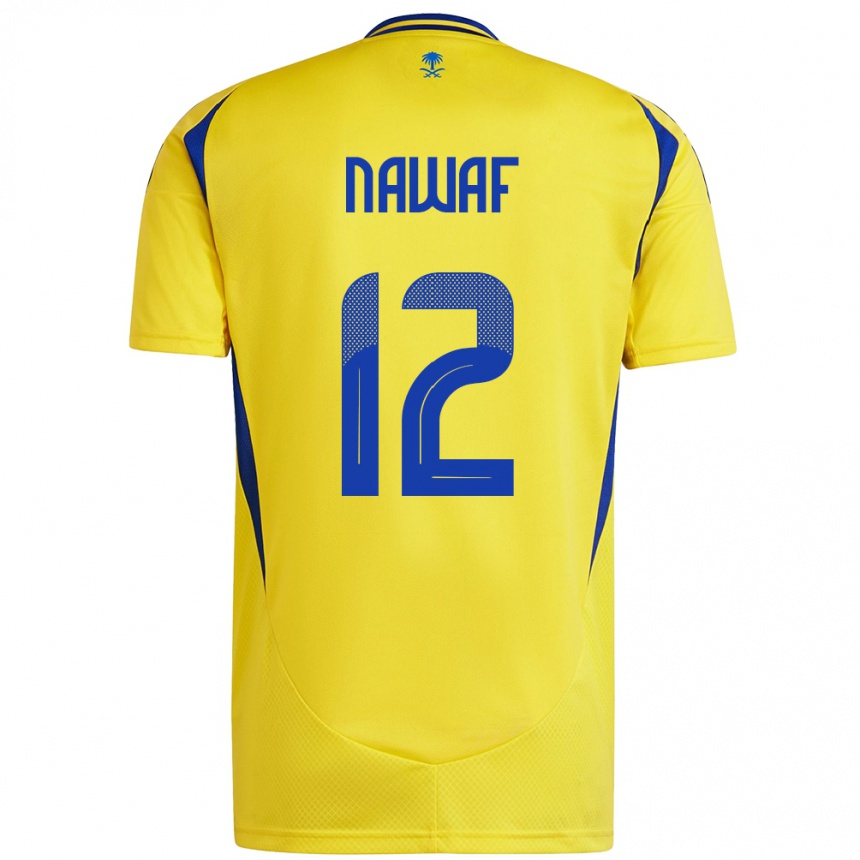 Gyermek Labdarúgás Nawaf Al-Boushal #12 Sárga Kék Hazai Jersey 2024/25 Mez Póló Ing