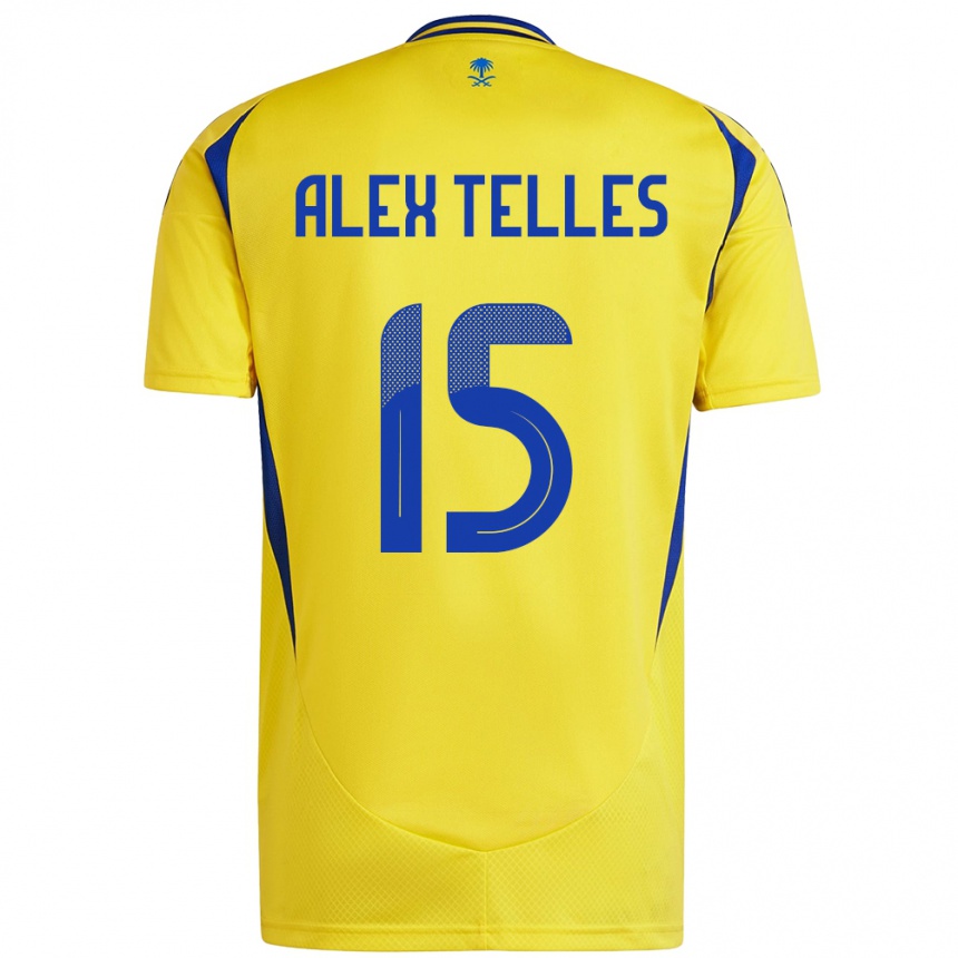 Gyermek Labdarúgás Alex Telles #15 Sárga Kék Hazai Jersey 2024/25 Mez Póló Ing