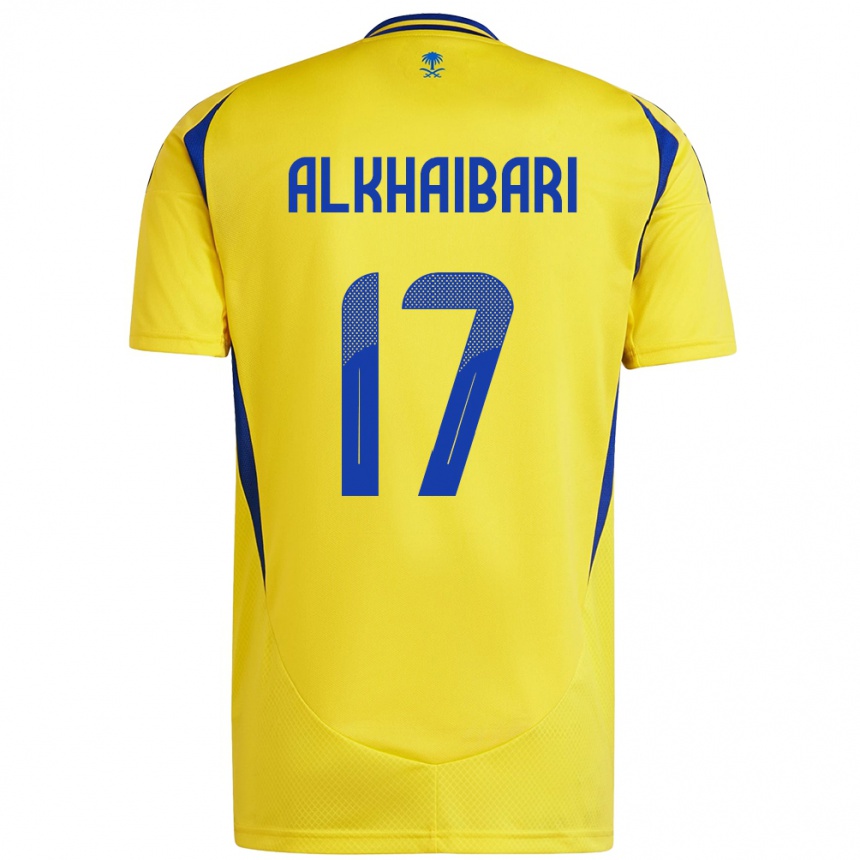 Gyermek Labdarúgás Abdullah Al-Khaibari #17 Sárga Kék Hazai Jersey 2024/25 Mez Póló Ing