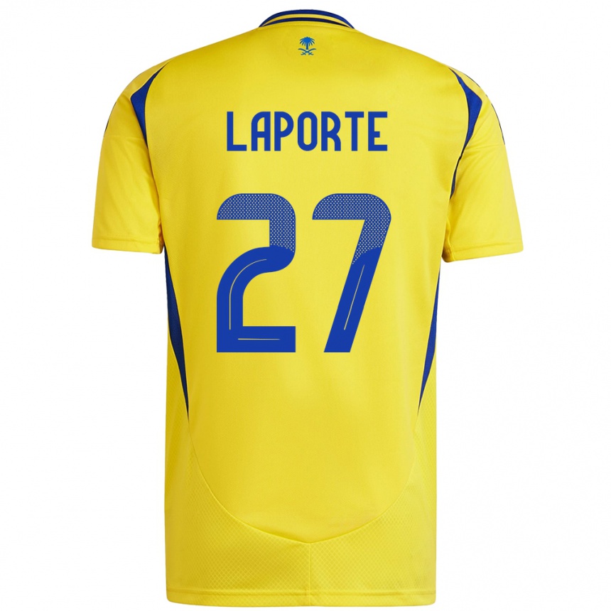 Gyermek Labdarúgás Aymeric Laporte #27 Sárga Kék Hazai Jersey 2024/25 Mez Póló Ing