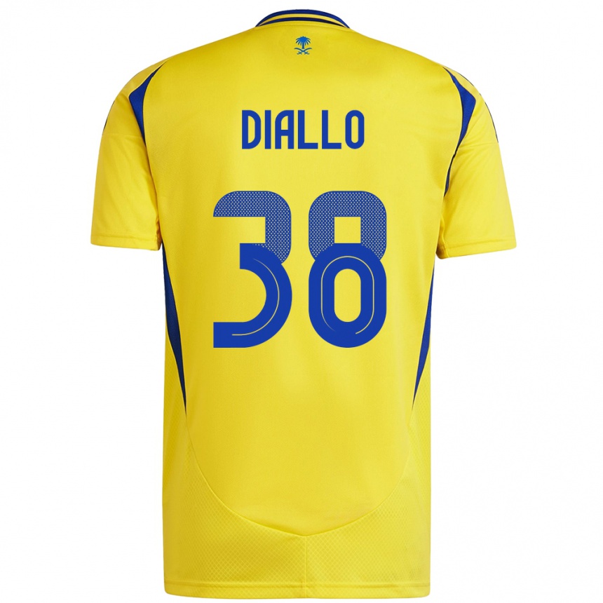 Gyermek Labdarúgás Aminata Diallo #38 Sárga Kék Hazai Jersey 2024/25 Mez Póló Ing