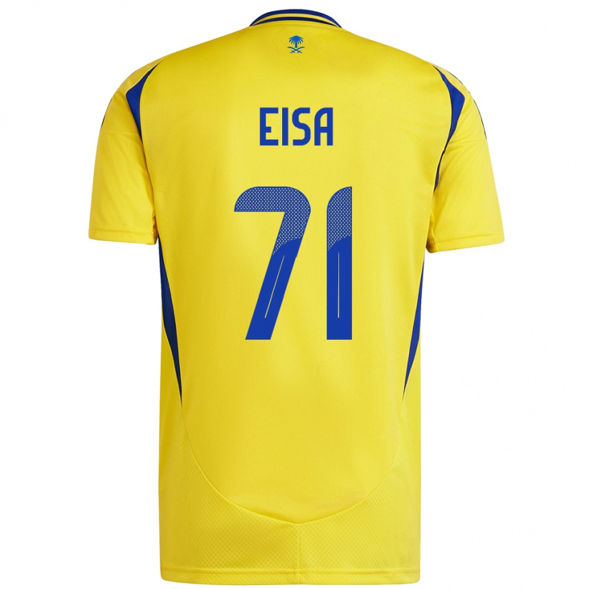 Gyermek Labdarúgás Bayan Eisa #71 Sárga Kék Hazai Jersey 2024/25 Mez Póló Ing