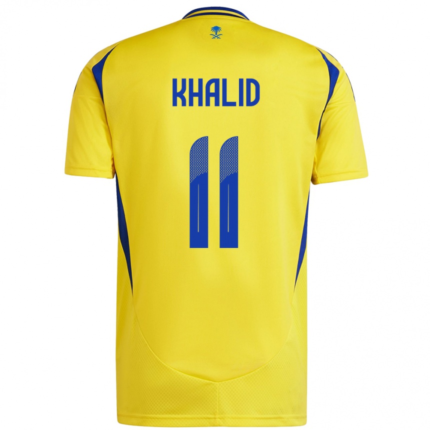 Gyermek Labdarúgás Khalid Al-Ghannam #11 Sárga Kék Hazai Jersey 2024/25 Mez Póló Ing