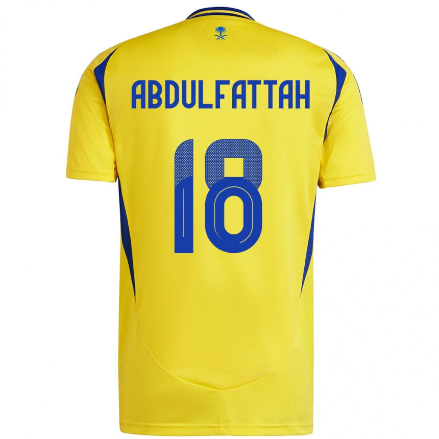 Gyermek Labdarúgás Abdulfattah Adam #18 Sárga Kék Hazai Jersey 2024/25 Mez Póló Ing