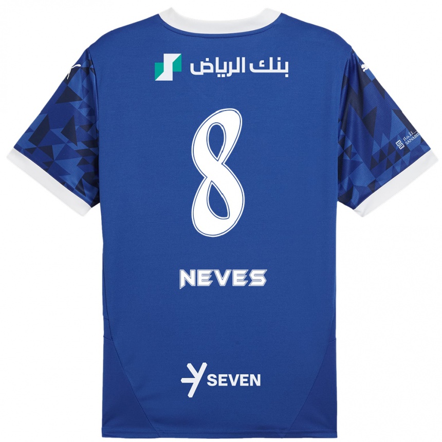 Gyermek Labdarúgás Rúben Neves #8 Sötétkék Fehér Hazai Jersey 2024/25 Mez Póló Ing