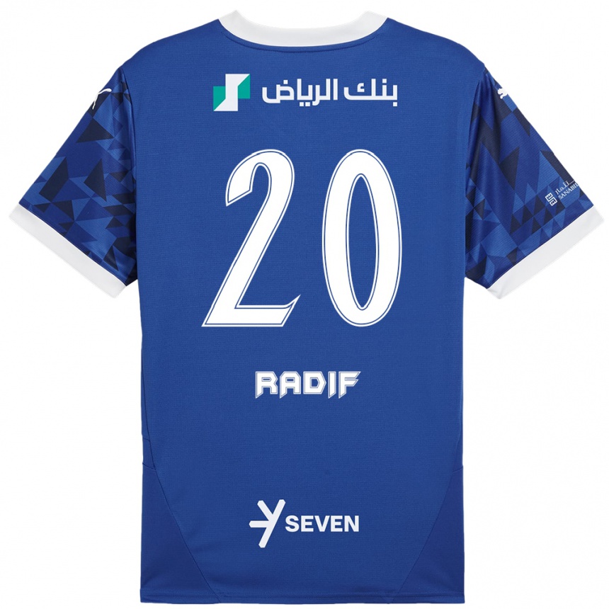 Gyermek Labdarúgás Abdullah Radif #20 Sötétkék Fehér Hazai Jersey 2024/25 Mez Póló Ing