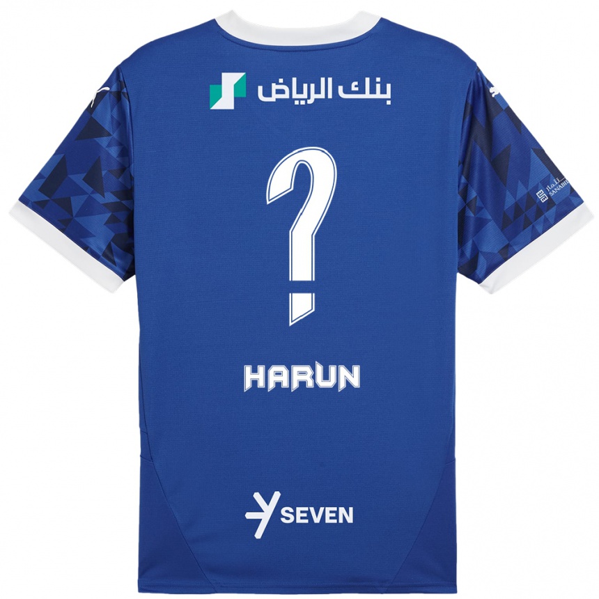 Gyermek Labdarúgás Saud Harun #0 Sötétkék Fehér Hazai Jersey 2024/25 Mez Póló Ing