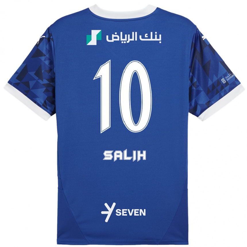 Gyermek Labdarúgás Zakia Salih #10 Sötétkék Fehér Hazai Jersey 2024/25 Mez Póló Ing